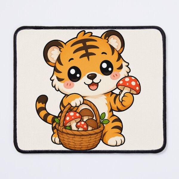 Item preview, Cute Tiger Mushroom Foraging Cottagecore Wildlife Art designed and sold by Seculinator.