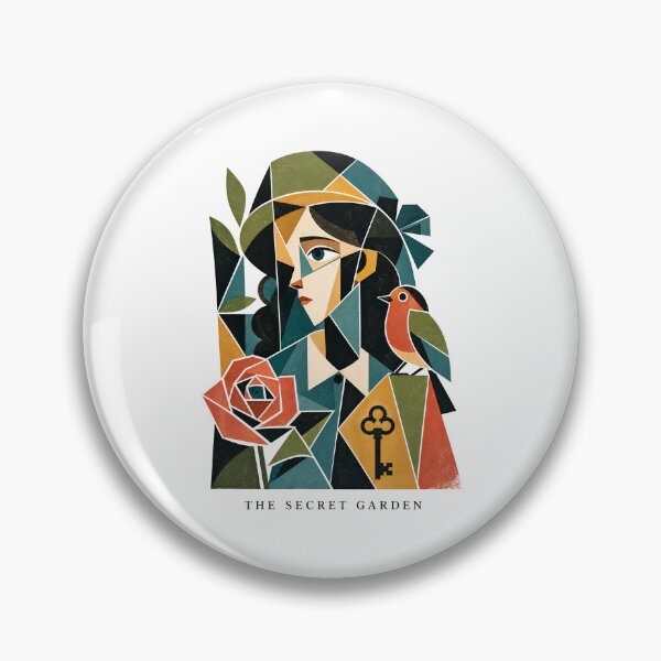 Item preview, The Secret Garden Cubist Geometric Abstract Stained Glass Portrait designed and sold by Fenay Designs.