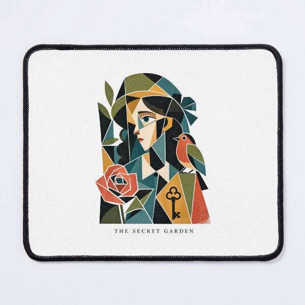 Item preview, The Secret Garden Cubist Geometric Abstract Stained Glass Portrait designed and sold by Fenay Designs.