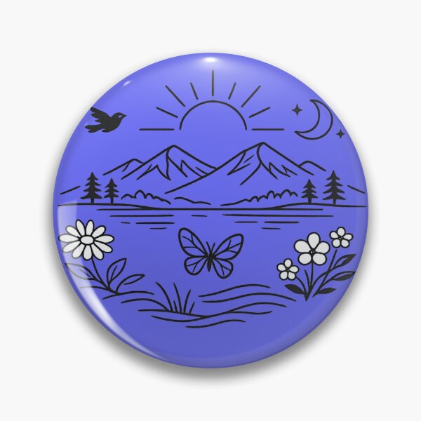 Item preview, Minimal Nature Line‑Art Landscape | Mountains, Flowers, Butterfly & Moon Illustration designed and sold by EdgeSphere.