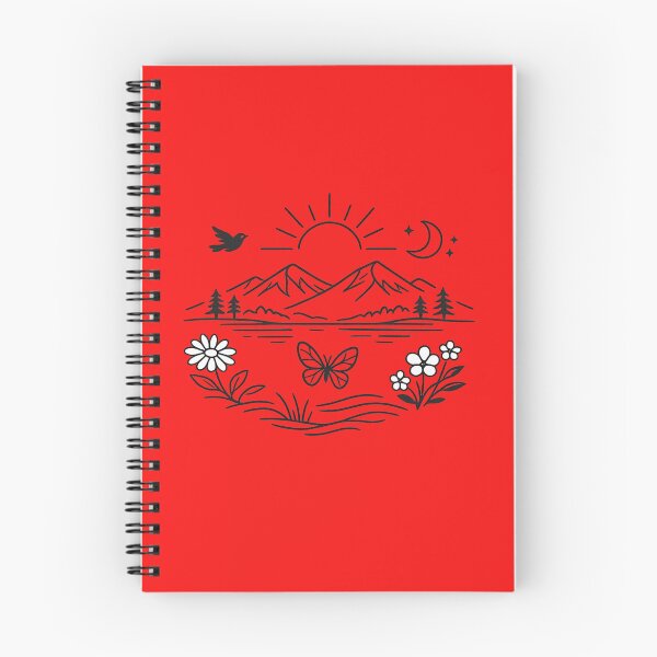 Item preview, Minimal Nature Line‑Art Landscape | Mountains, Flowers, Butterfly & Moon Illustration designed and sold by EdgeSphere.