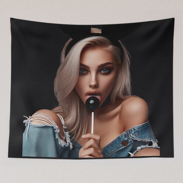 Item preview, Bunny Girl Licking Black Lollipop designed and sold by Voodoo Store Paranormal Collections.