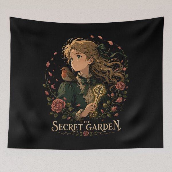 Item preview, The Secret Garden Mary Lennox Anime Portrait Glowing Golden Key designed and sold by Fenay Designs.
