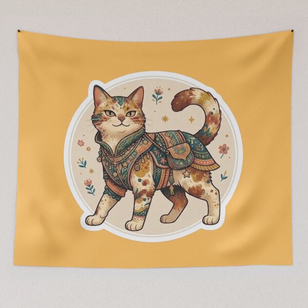 Item preview, Cute Traditional Patterned Cat Sticker designed and sold by Iampoji.
