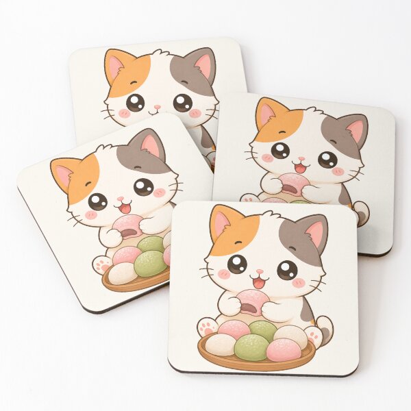 Item preview, Cute Calico Cat Mochi Japanese Sweet Dessert Art designed and sold by Seculinator.