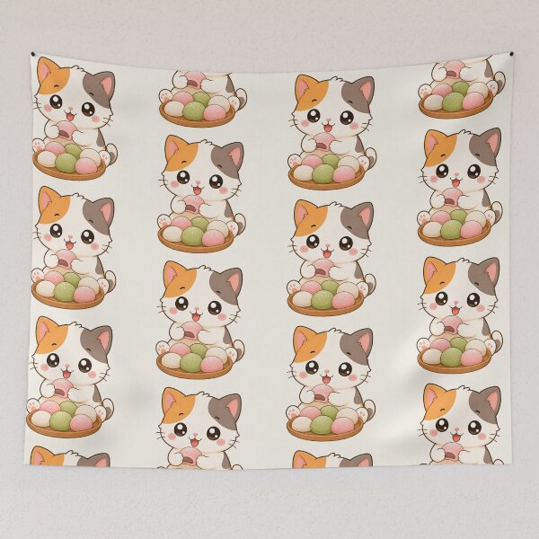 Item preview, Cute Calico Cat Mochi Japanese Sweet Dessert Art designed and sold by Seculinator.