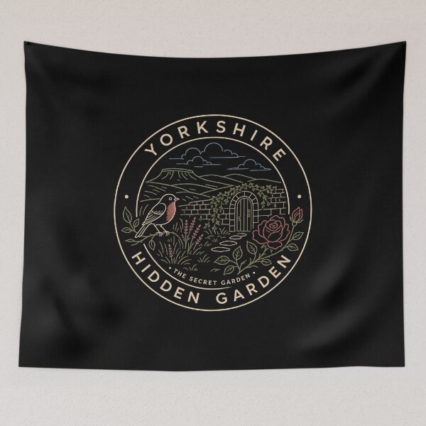 Item preview, Yorkshire Hidden Garden The Secret Garden Vintage Line Art Badge designed and sold by Fenay Designs.