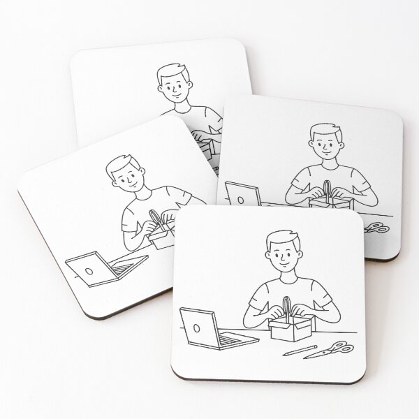 Item preview, Person Unboxing Package Near Laptop designed and sold by rasagamastore.