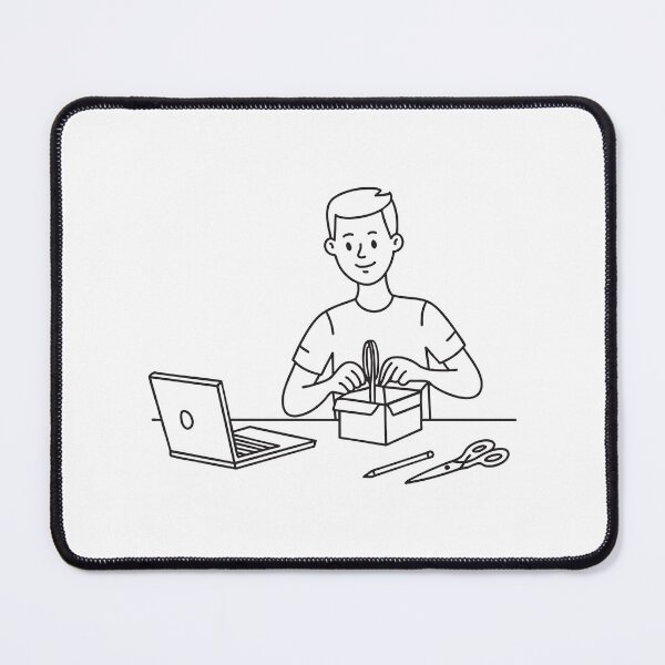Item preview, Person Unboxing Package Near Laptop designed and sold by rasagamastore.