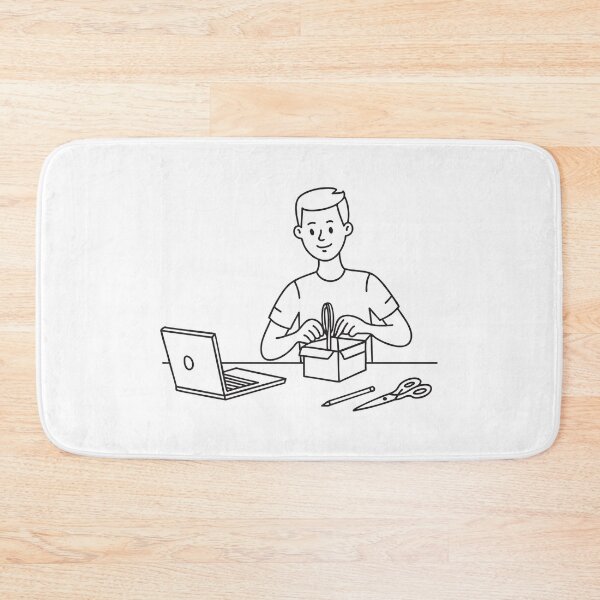 Item preview, Person Unboxing Package Near Laptop designed and sold by rasagamastore.