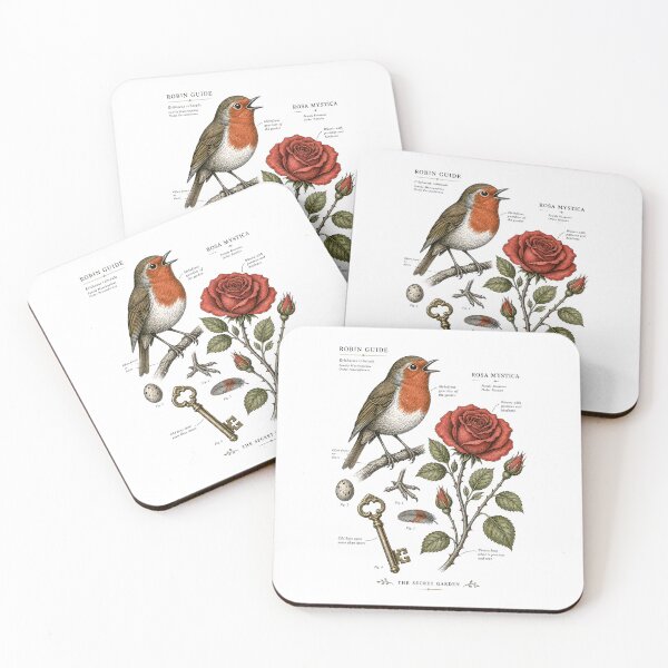 Item preview, The Secret Garden Vintage Botanical Study Robin Guide Rosa Mystica designed and sold by Fenay Designs.