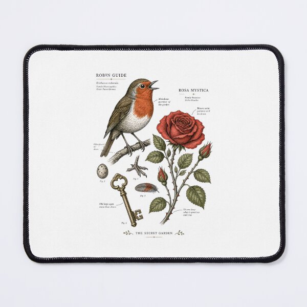 Item preview, The Secret Garden Vintage Botanical Study Robin Guide Rosa Mystica designed and sold by Fenay Designs.