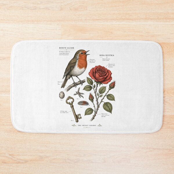 Item preview, The Secret Garden Vintage Botanical Study Robin Guide Rosa Mystica designed and sold by Fenay Designs.