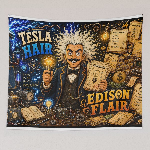 Item preview, Tesla Hair Edison Flair Science Humor designed and sold by Omni Craft .