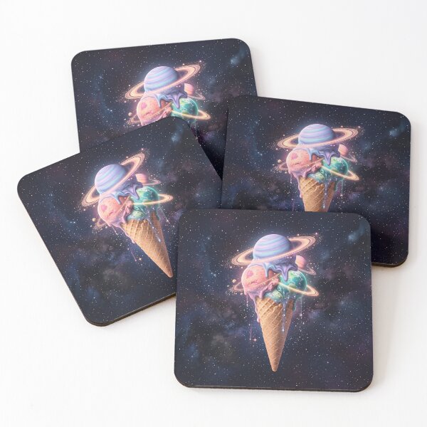 Item preview, Melting Ice Cream Cone with Planet Scoops in Deep Space designed and sold by ASTRAL ART LAB.