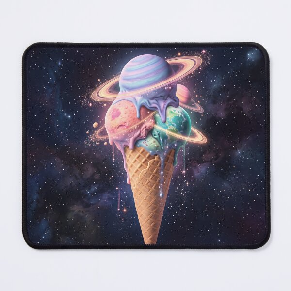 Item preview, Melting Ice Cream Cone with Planet Scoops in Deep Space designed and sold by ASTRAL ART LAB.