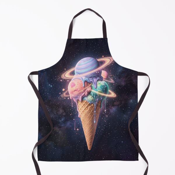 Aperçu de l'œuvre Melting Ice Cream Cone with Planet Scoops in Deep Space créée et vendue par ASTRAL ART LAB.