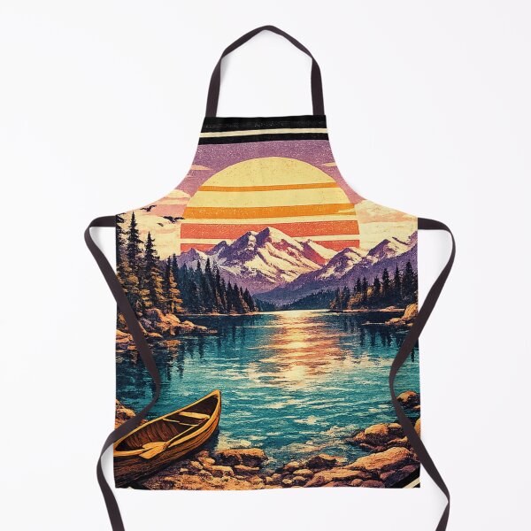 Item preview, Mountain Lake Sunset with Boat - Retro Vintage Badge T-Shirt designed and sold by irfanshikh.
