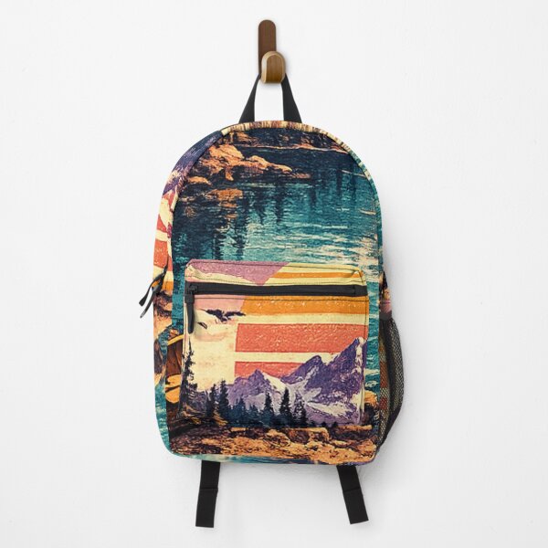 Item preview, Mountain Lake Sunset with Boat - Retro Vintage Badge T-Shirt designed and sold by irfanshikh.