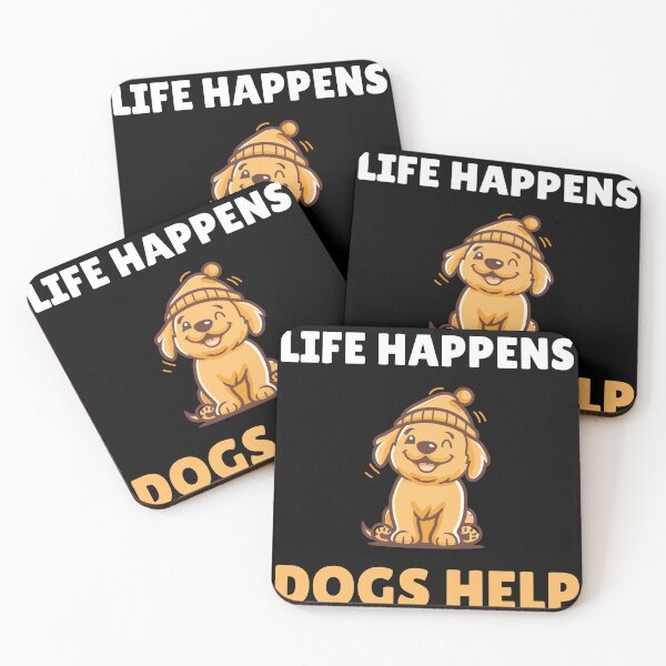 Item preview, Life Happens Dogs Help Funny Dog Shirt - Cute Puppy Meme T-Shirt - Dog Mom Dad Gift designed and sold by VectorForge.