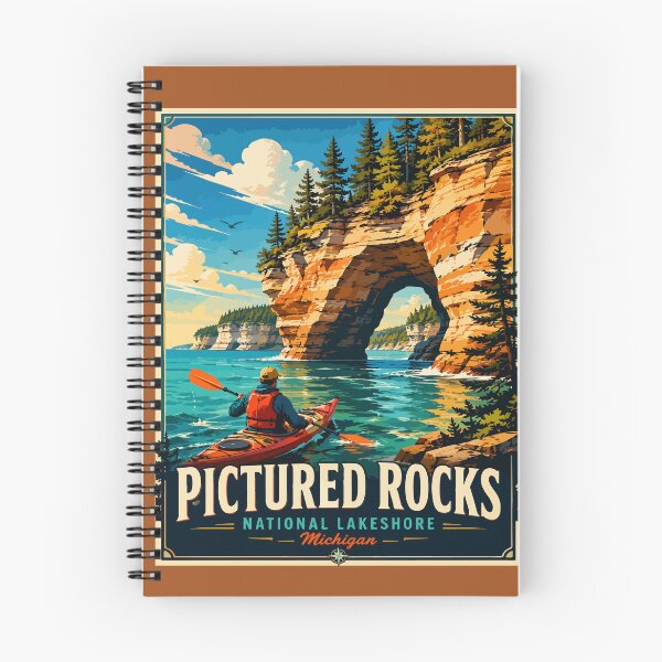 Item preview, Pictured Rocks National Lakeshore Kayaking Travel Poster | Michigan Adventure Art | Lake Superior Vintage Print designed and sold by Nubrixa-Studio.