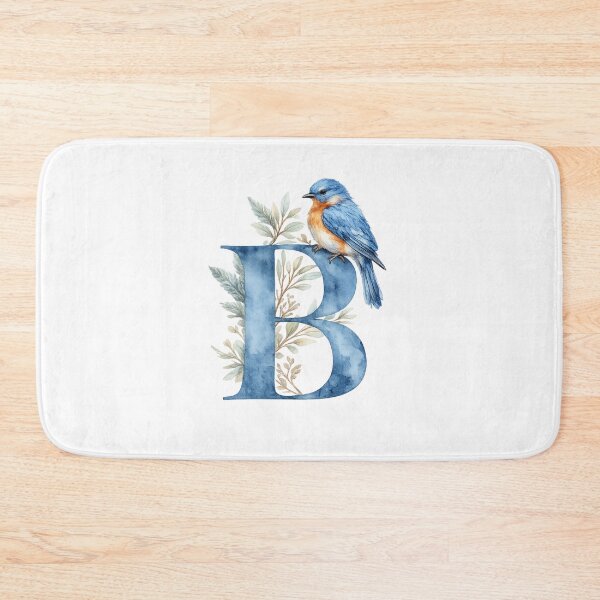 Item preview, Bluebird Monogram Letter B Watercolor | Elegant Bluebird Lover Floral Alphabet Art designed and sold by Dinaelsherkawy.