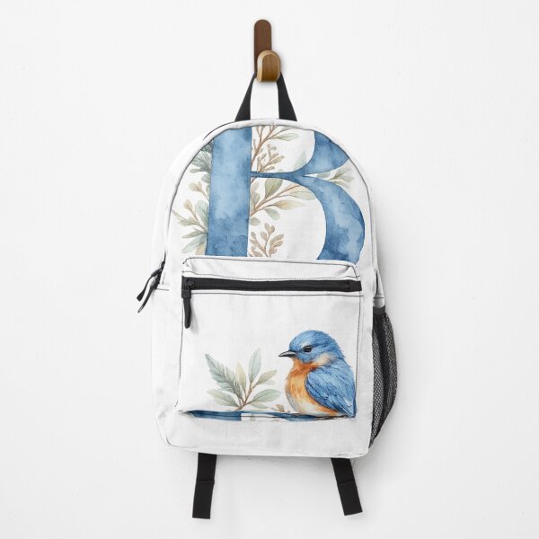 Item preview, Bluebird Monogram Letter B Watercolor | Elegant Bluebird Lover Floral Alphabet Art designed and sold by Dinaelsherkawy.