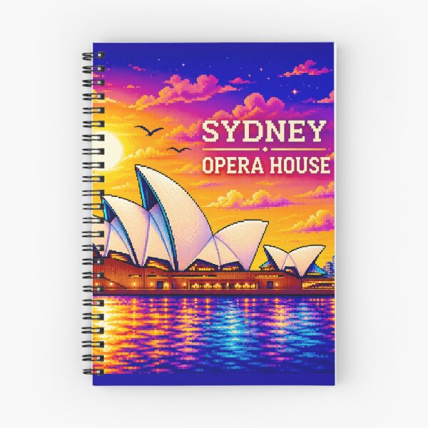 Item preview, Sydney Opera House Pixel Art Sunset | Retro Vintage Australia Travel Poster designed and sold by Kittcatking.