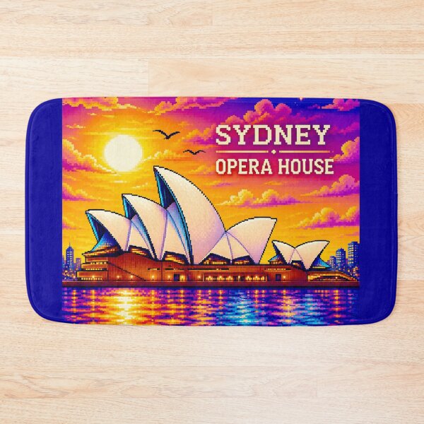 Item preview, Sydney Opera House Pixel Art Sunset | Retro Vintage Australia Travel Poster designed and sold by Kittcatking.