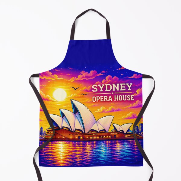 Item preview, Sydney Opera House Pixel Art Sunset | Retro Vintage Australia Travel Poster designed and sold by Kittcatking.
