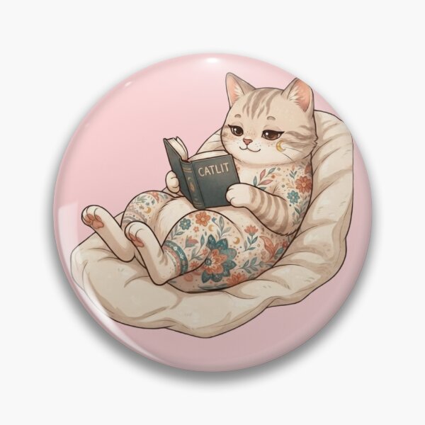 Item preview, Cute Cat Reading a Book Floral Pattern designed and sold by Iampoji.