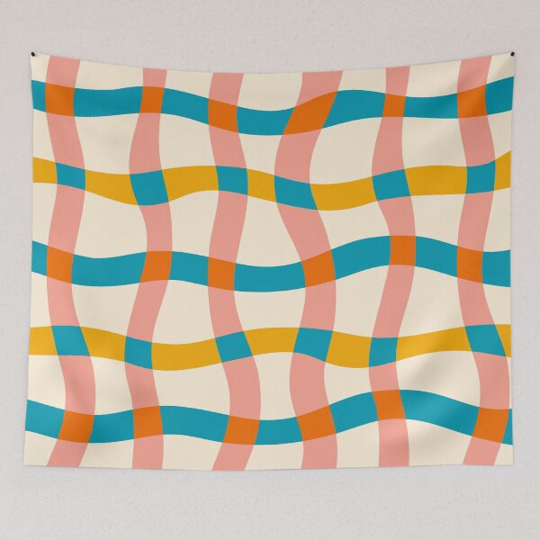 Item preview, Retro 70s Groovy Warped Plaid Pattern 1 designed and sold by nineFlorals.