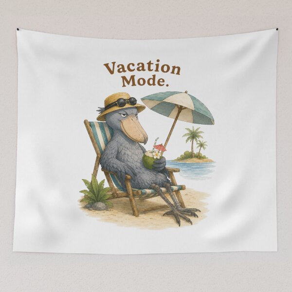 Item preview, Vacation Mode | Cute Shoebill Beach Summer Illustration designed and sold by Little Moments Co..