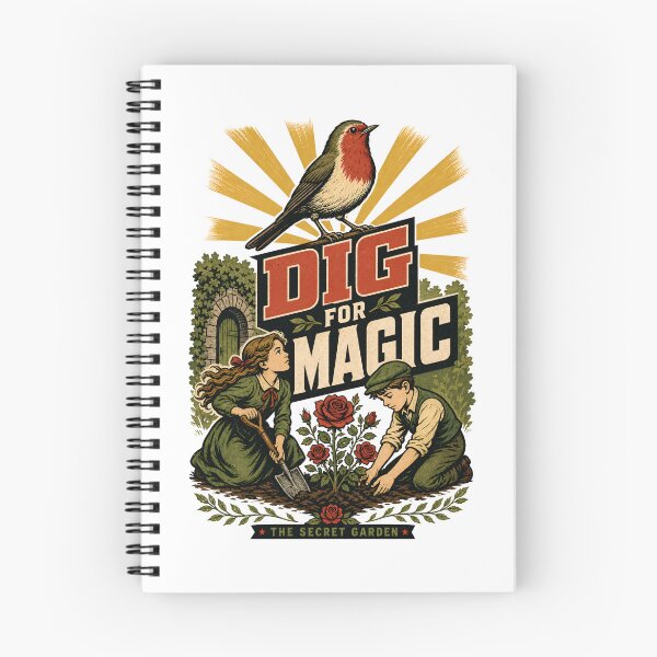 Item preview, The Secret Garden Dig For Magic Retro WPA Style Poster designed and sold by Fenay Designs.