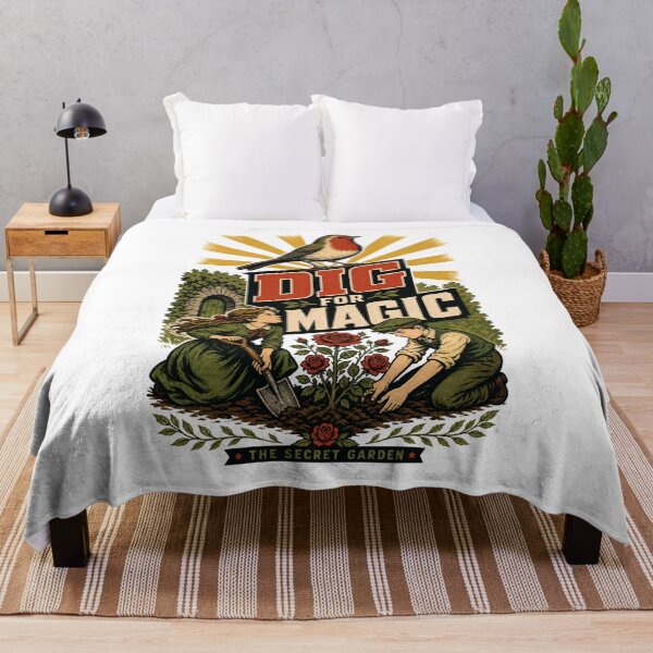 Item preview, The Secret Garden Dig For Magic Retro WPA Style Poster designed and sold by Fenay Designs.