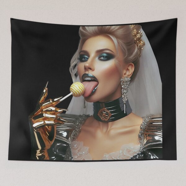 Item preview, Golden Cyborg Bride Licking Lollipop designed and sold by Voodoo Store Paranormal Collections.