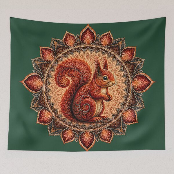 Item preview, Fractal Red Squirrel Mandala designed and sold by SecretSquirrellDesigns.