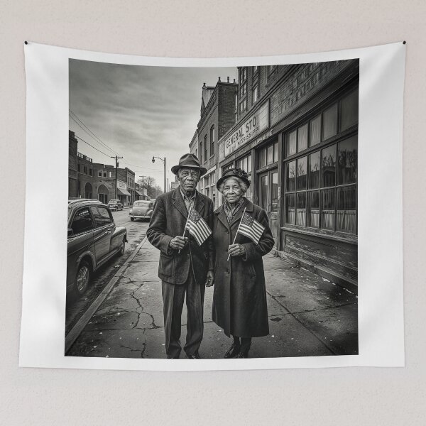 Item preview, Vintage African American Senior Couple B&W Portrait designed and sold by Home Decor Art.