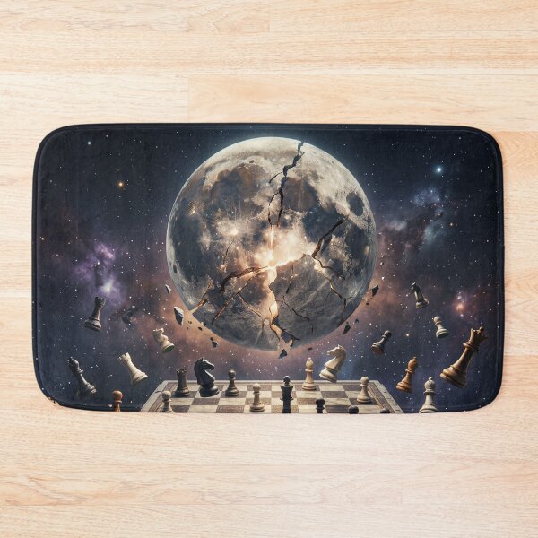 Item preview, Cracked Moon Above Floating Chessboard in Space designed and sold by ASTRAL ART LAB.