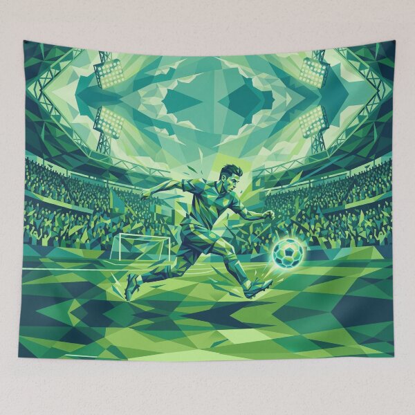 Artikelvorschau, Geometrische Kunst eines grünen Fußballspielers entworfen und verkauft von AnnArtshock.