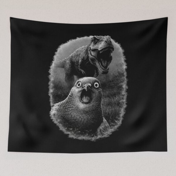 Item preview, Unhinged Pigeon Selfie With T Rex designed and sold by azule1.