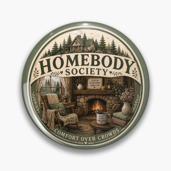 Item preview, Homebody Society Comfort Over Crowds Cozy Cottagecore Introvert Vintage Badge Sticker designed and sold by Nubrixa-Studio.