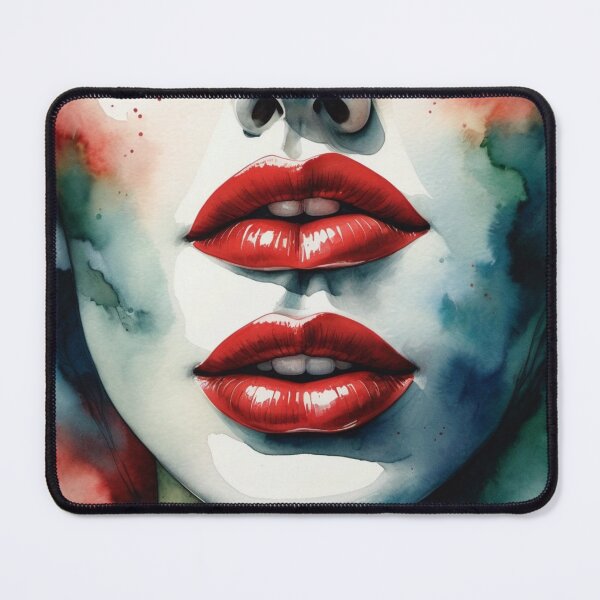 Item preview, Surrealist watercolor female face with double mouth designed and sold by RAISC.