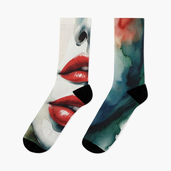 Item preview, Surrealist watercolor female face with double mouth designed and sold by RAISC.