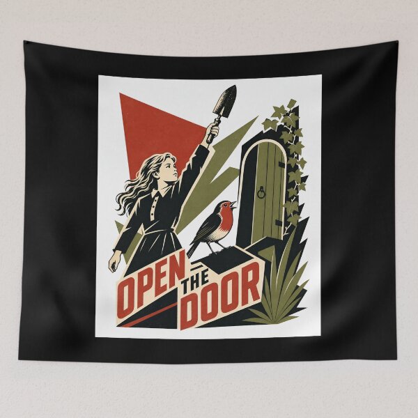 Item preview, The Secret Garden Open The Door Constructivist Propaganda Parody designed and sold by Fenay Designs.