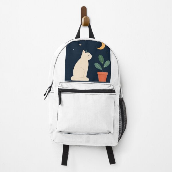 Item preview, Moonlit Cat & Houseplant | Cute Minimalist Night Cat Illustration designed and sold by Endywestface.