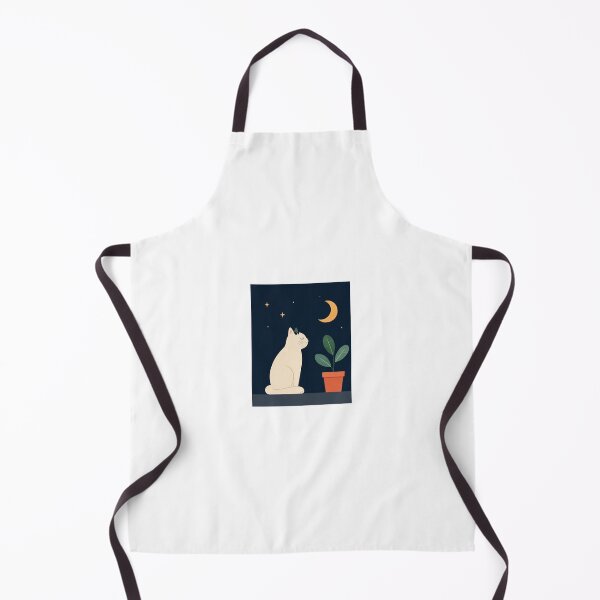 Item preview, Moonlit Cat & Houseplant | Cute Minimalist Night Cat Illustration designed and sold by Endywestface.