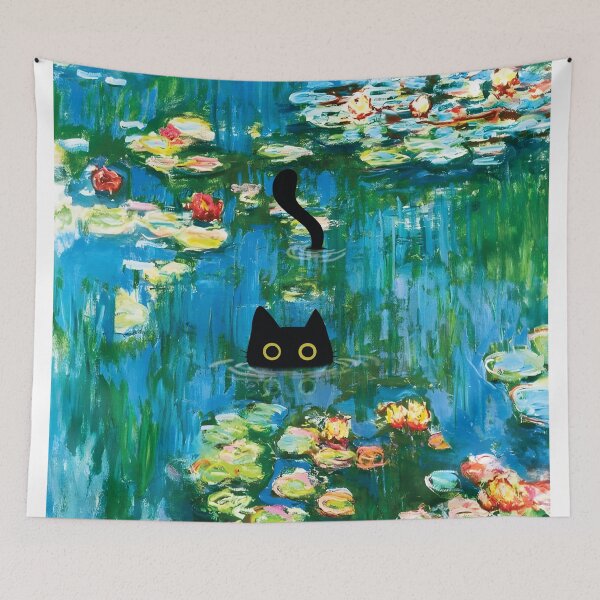 Item preview, Monet Cat in Water Lilies Pond designed and sold by PurrfectHome.