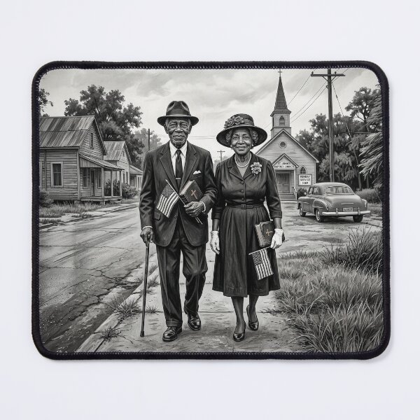 Item preview, Senior Black Couple Black & White Portrait designed and sold by Home Decor Art.