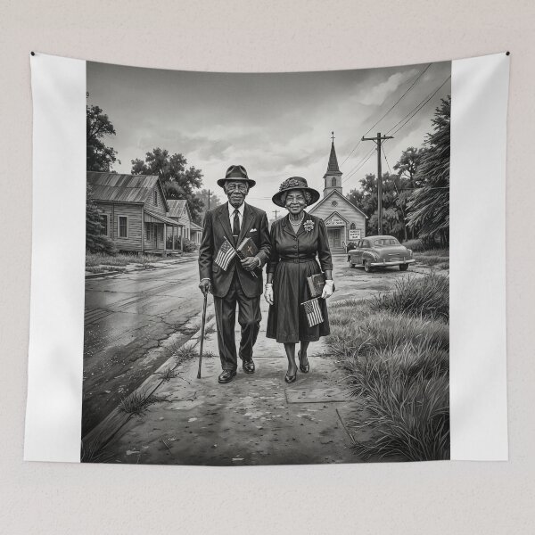 Item preview, Senior Black Couple Black & White Portrait designed and sold by Home Decor Art.